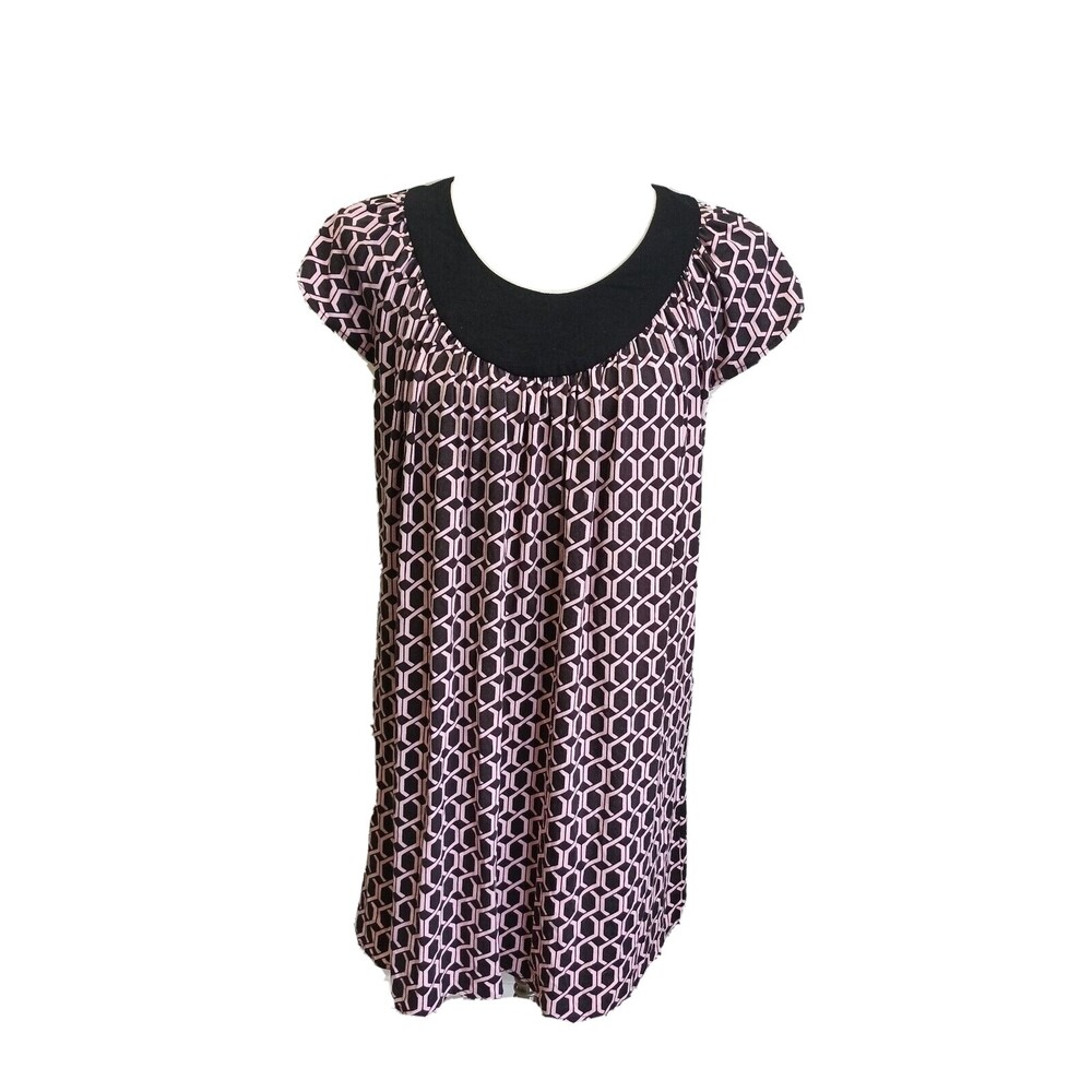 MILLY of New York USA Made Geometric Pink Black Print Mini Dress Small